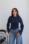 Navy Blue Nia Blouse with Gathered Sides