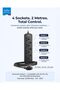 BPS-04 4-Way Universal Power Strip 3250W 13A, 2M Heavy-Duty Extension Cord, Individual Switches, Child Safety, ESMA Certified - Black - 2