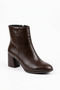 Sery Low Heel Women's Heeled Boots Brown Wrinkled - 5