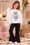 Winter, Spring, and Autumn Girls' Black Spanish Flared Bottoms and White Sweat Top