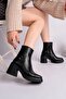 Genuine Leather Black Women's Daily Classic Blunt Toe Boots Dc2632 - 3