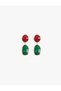 Multicolored Oval Stone Dangle Earrings