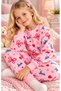 Girl's Heart Bow Printed Crew Neck Bottom-Top Long Sleeve Children's Pajama Set - 3