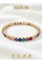 Women's Quality Steel Handcuff Bracelet Gold Color Crystal Stone Oval Design