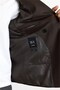 Dark Brown Slim Pointed Collar Plain Woven Flap Pocket Classic Jacket - 5