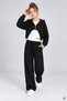 Black Girl's 3-Piece Set with Zippered Bolero, Wide-Legged Zero-Sleeve Blouse 24994