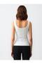 Ecru Slim Fit Strappy Cotton Blend Tank Top - 6