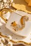 Stone Embellished Turkish Coffee Cup Set with Squirrel Figure and Gold Detail - 2