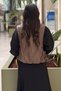 Zippered Leather Combination Bomber Nero Jacket - 4