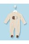 Baby Beige Embroidered Velour Sleepsuit