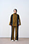 Women's Double Color Stripe Detail Zippered Tracksuit Set Oil Green