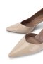 Women's Genuine Leather Beige Patent Leather Heeled Shoes - 3