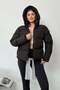 Women's Hooded Double Pocket Zippered Inflatable Coat Black - 27K 131 - 4