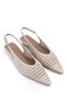 Women's Faux Leather Beige Heeled Shoes - 2