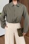 Women's Shirt Collar Zippered Double Pocket Jacket Khaki - 27K 506 - 2