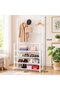 5-Tier Entryway Shoe Rack with Coat Rack – Multi-Functional Shoe Stand Organizer for Bedroom, Dorm & Hallway, White - 4