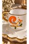 Stone Embellished Turkish Coffee Cup Set with Fox Figure and Gold Detail