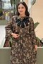 Front Embroidery and Beading Detailed Shawl Pattern Dress - 3