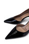 Women's Genuine Leather Black Patent Leather Heeled Shoes - 3