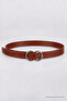 Faux Leather Belt with Silver Buckle Lkm0012 Taba