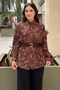Waist Belted Shawl Patterned Shirt