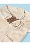 Baby Beige Embroidered Velour Sleepsuit - 2