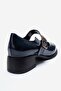 Slade Navy Blue Wrinkled Patent Leather Women's Casual Shoes - 7
