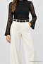 Faux Leather Belt with Silver Buckle Lkm0012 Black - 2