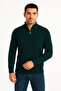 Men's Half-Zip Knit Sweater – Thessaloniki Knit, Stand Collar, Cotton Woven, Regular Fit Long Sleeve K - 2