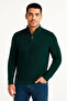 Men's Half-Zip Knit Sweater – Thessaloniki Knit, Stand Collar, Cotton Woven, Regular Fit Long Sleeve K