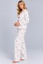 Women's Patterned Bow Detailed Buttoned Long Sleeve Muslin Pajama Set - 3