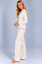 Women's Patterned Bow Detailed Buttoned Long Sleeve Muslin Pajama Set - 3