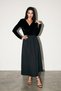Black taffeta skirted v-neck velvet midi dress - 2