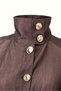 Gold Button Detail Stand Collar Satin Brown Jacket - 2