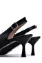 Women's Genuine Leather Black Heeled Shoes - 5