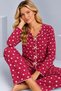 Women's Patterned Bow Detailed Buttoned Long Sleeve Muslin Pajama Set