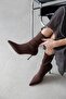 Liwia Women's Fabric Stretch Ankle Heeled Boots Brown - 2