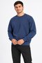 Thick Textured Crew Neck Long Sleeve Basic Sweatshirt with Elasticated Skirt and Sleeves in Blue Color - 6