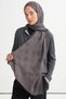 Monogram pattern tencel wool viscose shawl dark grey