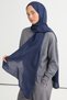 Monogram Pattern Tencel Wool Viscose Shawl Navy Blue