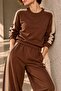 Nubuck Stripe Detailed Crew Neck Women's Set My3535 - 4