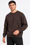 Thick Textured Crew Neck Long Sleeve Basic Sweatshirt with Elasticated Skirt and Sleeves in Brown - 3