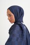 Elite Pattern Tencel Wool Viscose Shawl Navy Blue - 4