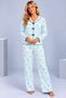 Women's Patterned Bow Detailed Buttoned Long Sleeve Muslin Pajama Set - 2