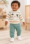 Baby Boy Striped Dog Printed Snap-Back Sweatshirt 2-Piece Top and Bottom Tracksuit Set 3-12 Months - 2