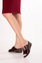 Women's Genuine Leather Wedge Heeled House Slippers Msa.519 Burgundy Honeycomb - 5
