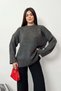 Women's Crew Neck Casual Basic Knitwear Sweater Anthracite - 27K 4700
