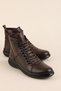 Women's Genuine Leather Rubber Laced Casual Boots In.1009 Brown - 5