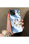 iPhone 14 Plus Compatible Silicone Edge Hard Back Case Anime Pattern Couple Phone Case - 3