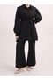 Shoulder Pleated Belted Trouser Suit - 3952 - Black - 2